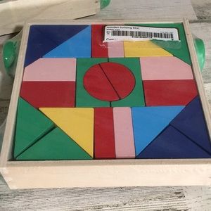 Ankyo Development Learn & Play Wooden Building Blocks in pull wagon with wheels